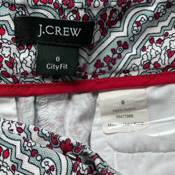 J CREW CITY FIT BOHO WESTERN PAISLEY Y2K CHINO SHORTS RED WHITE BLUE XS 0 - Picture 3 of 4
